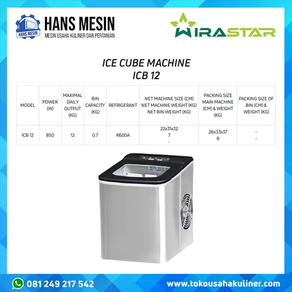 ICE CUBE MACHINE ICB 12 WIRASTAR MESIN ICE CUBE