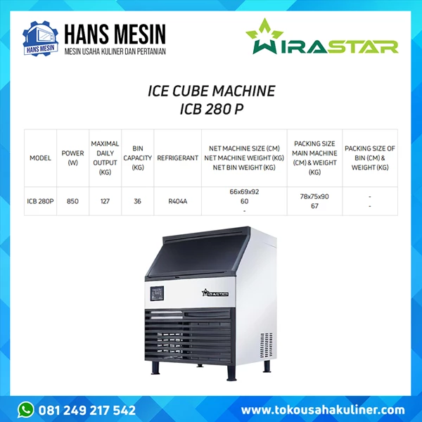 ICE CUBE MACHINE ICB 280 P WIRASTAR MESIN ICE CUBE