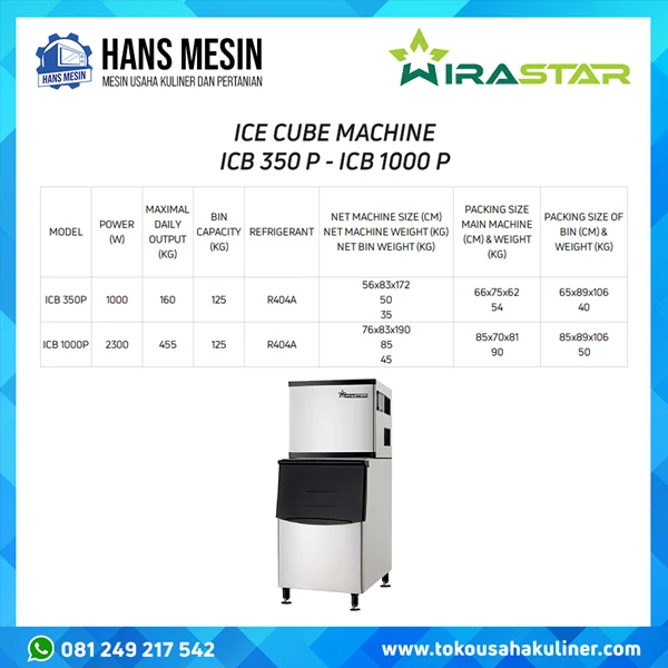 ICE CUBE MACHINE ICB 350 P - ICB 1000 P WIRASTAR MESIN ICE CUBE