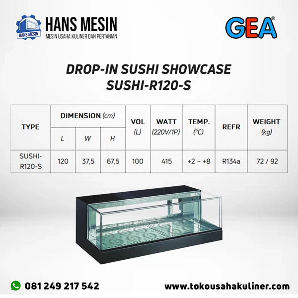 DROP-IN SUSHI SHOWCASE SUSHI R120-S GEA