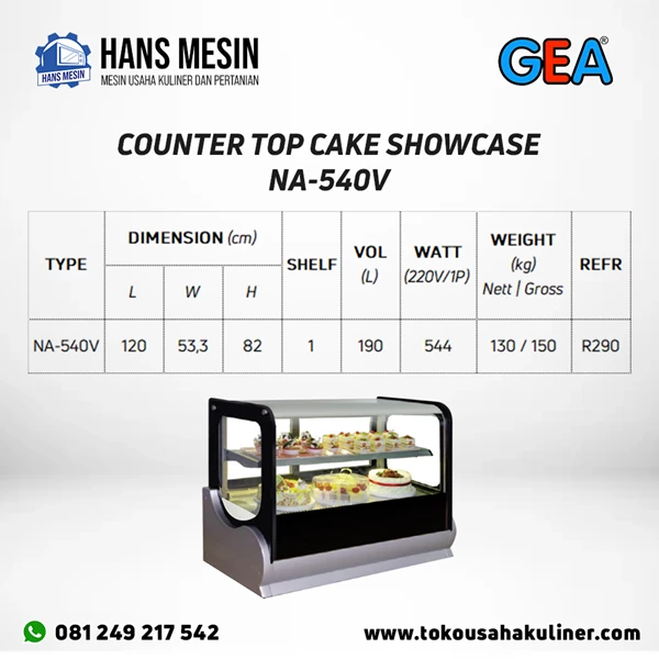 COUNTER TOP CAKE SHOWCASE NA-540V GEA