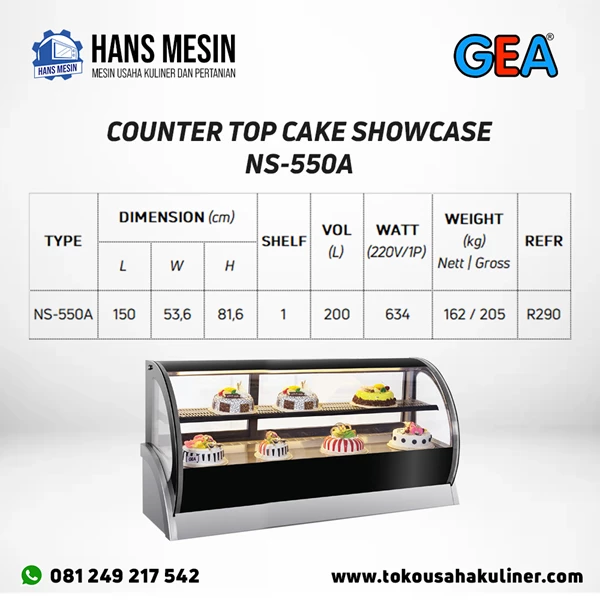 COUNTER TOP CAKE SHOWCASE NS-550A GEA
