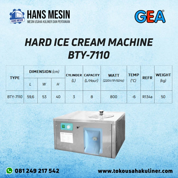 HARD ICE CREAM MACHINE BTY-7110 GEA