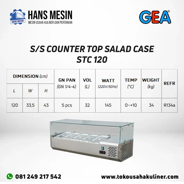 S/S COUNTER TOP SALAD CASE STC 120 GEA