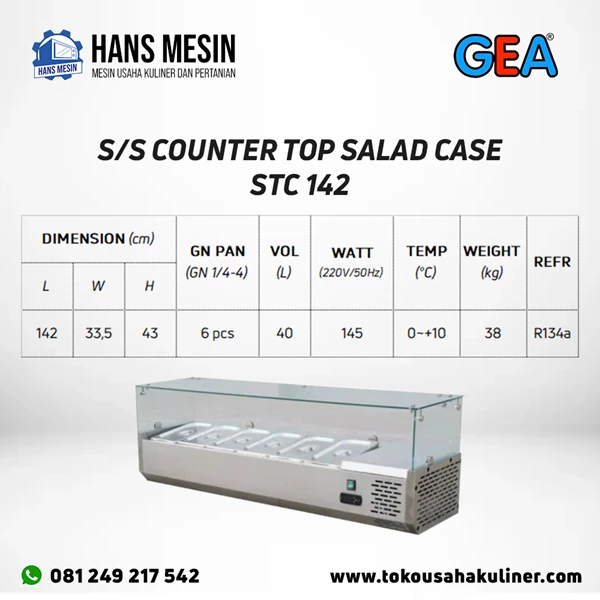 S/S COUNTER TOP SALAD CASE STC 142 GEA