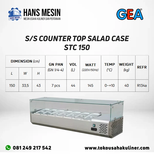S/S COUNTER TOP SALAD CASE STC 150 GEA