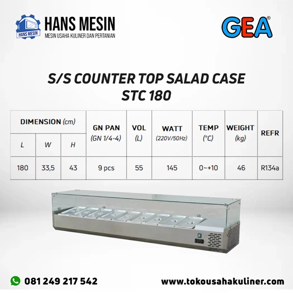 S/S COUNTER TOP SALAD CASE STC 180 GEA
