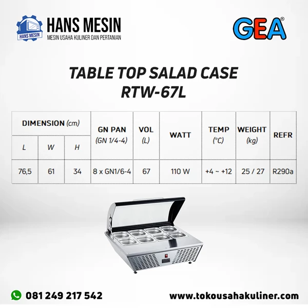 TABLE TOP SALAD CASE RTW-67L GEA
