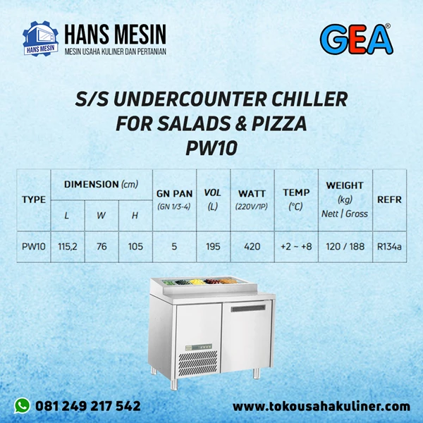 S/S UNDERCOUNTER CHILLER FOR SALADS & PIZZA PW10 GEA