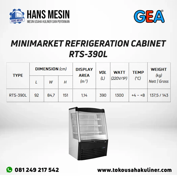 MINIMARKET REFRIGERATION CABINET RTS-390L GEA