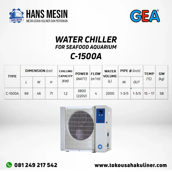WATER CHILLER FOR SEAFOOD AQUARIUM C-1500A GEA