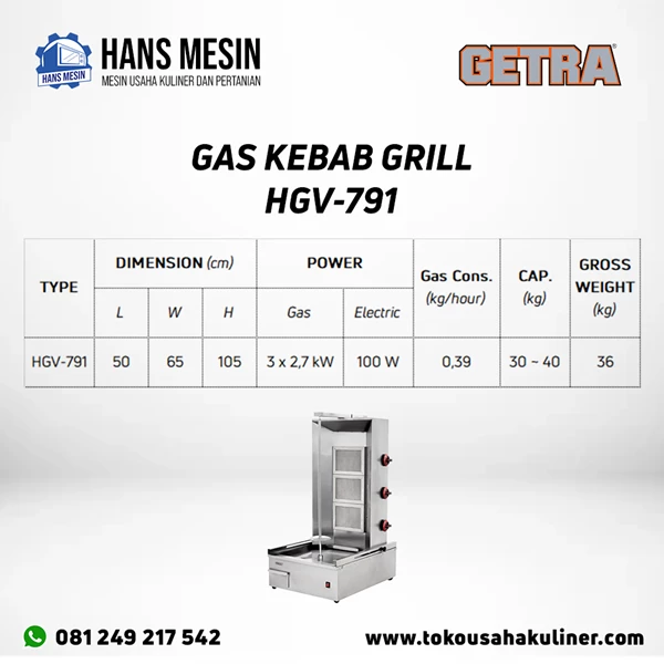 GAS KEBAB GRILL HGV-791 GETRA