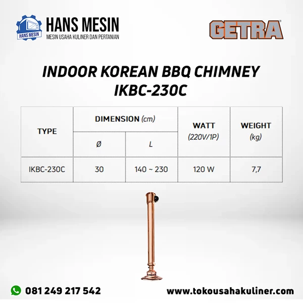 INDOOR KOREAN BBQ CHIMNEY IKBC-230C GETRA