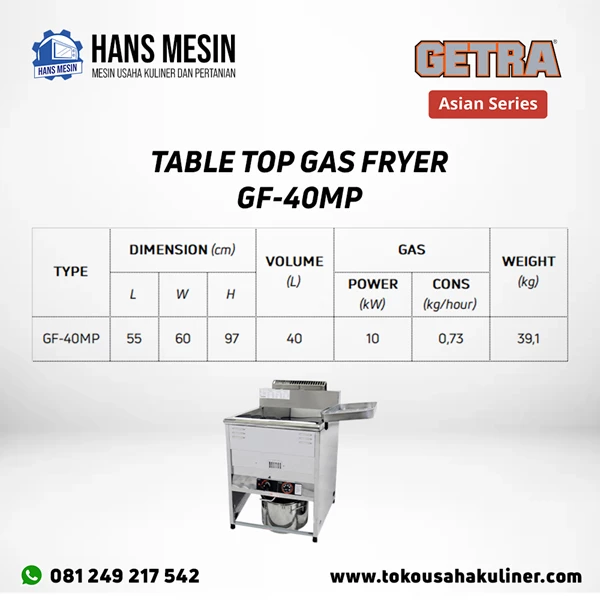 TABLE TOP GAS FRYER GF-40MP GETRA