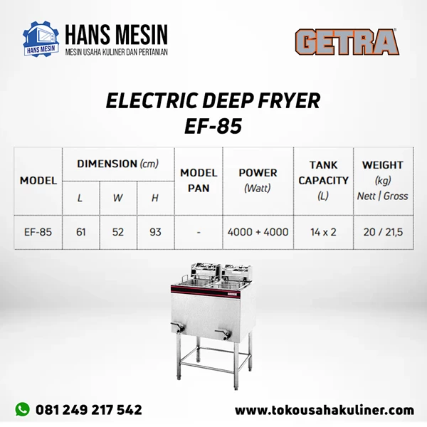 ELECTRIC DEEP FRYER EF-85 GETRA