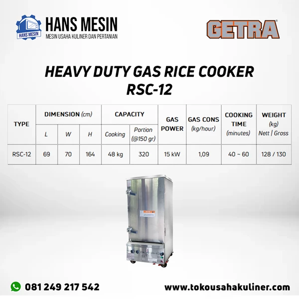 HEAVY DUTY GAS RICE COOKER RSC-12 GETRA