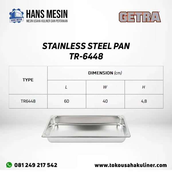 STAINLESS STEEL PAN TR-6448 GETRA