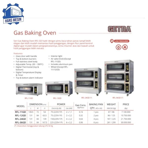OVEN GAS GETRA RFL-24 GD