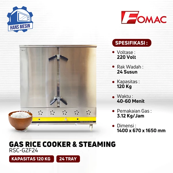 Rice Steamer Cart FOMAC RSC-GZF24 Mesin Penanak Nasi