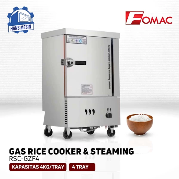 Mesin Penanak Nasi 4 Tray FOMAC RSC-GZF4 Gas Rice Steamer