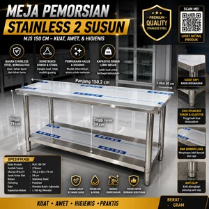 MEJA STAINLESS STEEL 2 SUSUN 150CM CUSTOM PGS