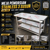 MEJA STAINLESS STEEL 3 SUSUN 150CM CUSTOM PGS/Meja Restoran