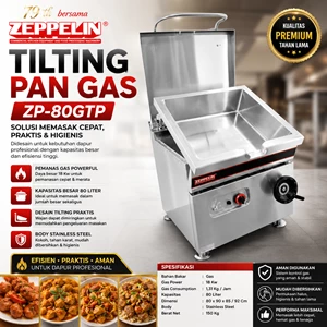 ZEPPELIN Tilting Pan Gas ZP-80GTP 80L Stainless Steel 18Kw Tilting Masak Besar