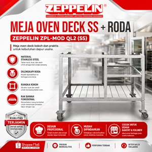 Meja Oven Deck SS Zeppelin ZPL-MOD QL2 Stainless Steel Dengan Roda