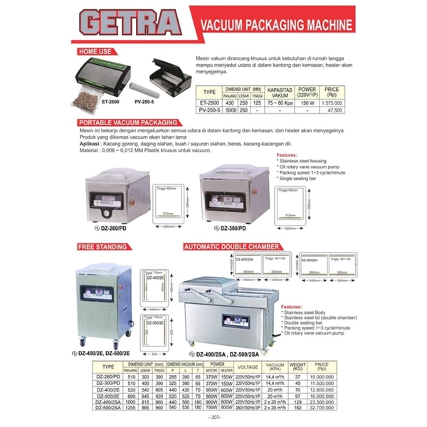  Vacum sealer machine portable GETRA ET 2500