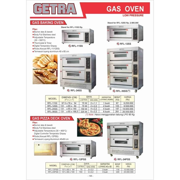 ELECTRIC GAS OVEN GETRA 1 DECK RFL 11SS