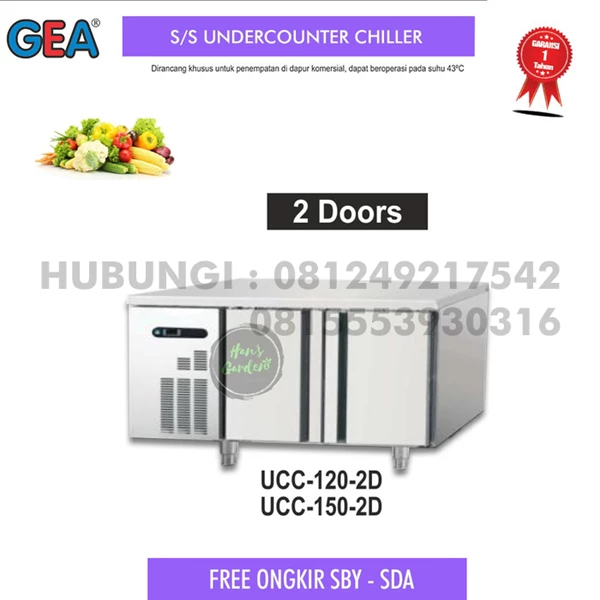 kulkas Undercounter cabinet chiller ( -2 sd 10 C ) GEA UCC 150 2D