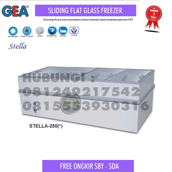  Sliding flat glass freezer 980 liters GEA STELLA250 LOW MODEL