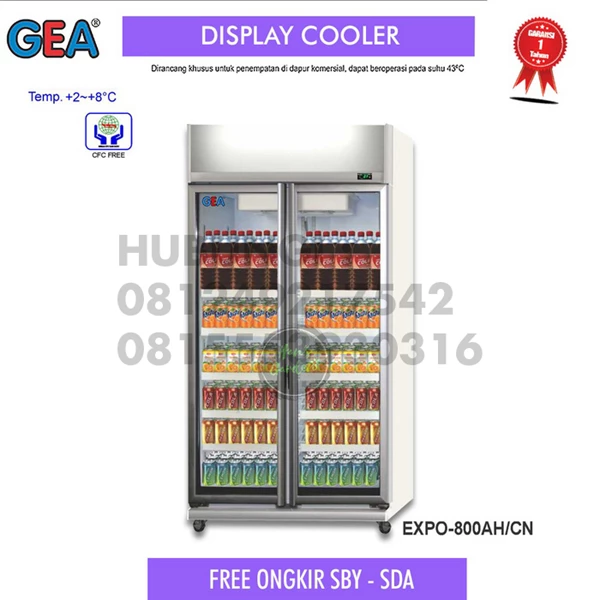  Aluminum showcase display 2-door cooler 800 liters GEA EXPO 800AHCN