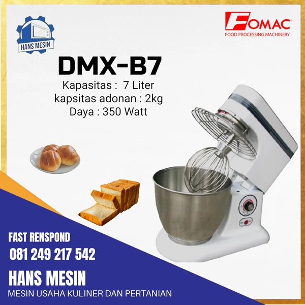 Mixer roti 7 liter planetary mixer fomac DMX B7