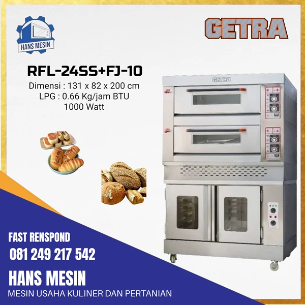 Gas baking oven + Proofer GETRA RFL-24SS + FJ 10 free shipping Surabaya