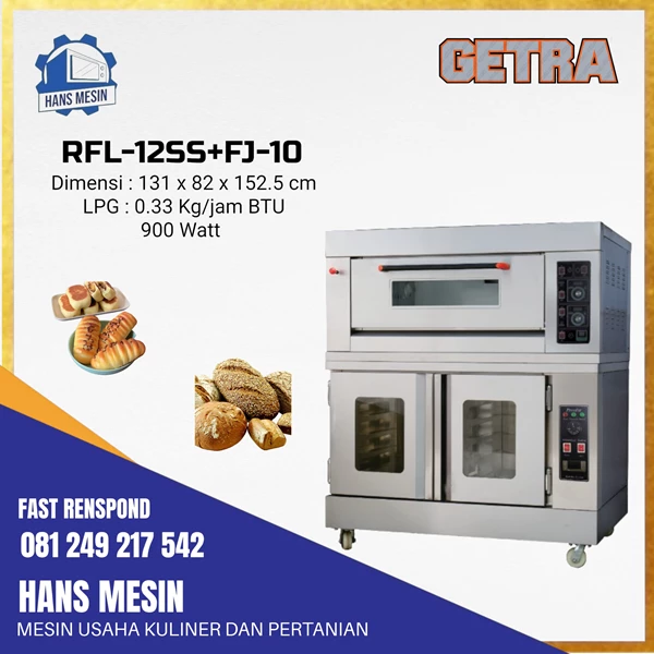 Gas baking oven + Proofer GETRA RFL-12SS + FJ 10 free shipping Surabaya